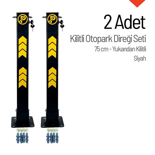 Kilitli Otopark Direği 75 cm, Park Bariyeri 2li Set