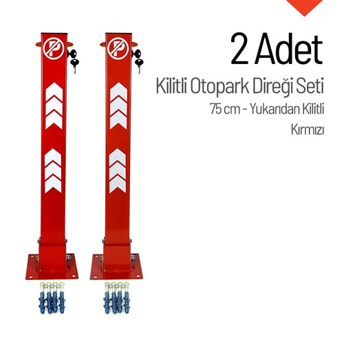 Kilitli Otopark Direği 75 cm, Park Bariyeri 2li Set