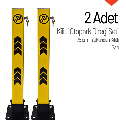 Kilitli Otopark Direği 75 cm, Park Bariyeri 2li Set