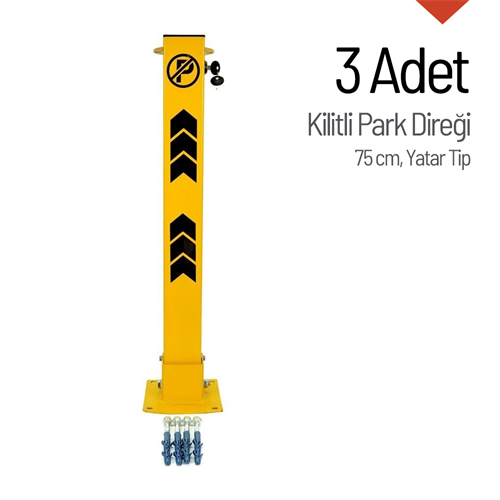 Kilitli Otopark Direği 75 cm, Yatar Tip Park Bariyeri 3 Adet