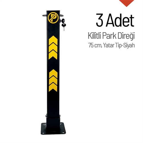 Kilitli Otopark Direği 75 cm, Yatar Tip Park Bariyeri 3 Adet