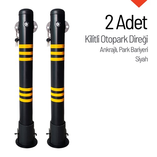Kilitli Otopark Direği Çıkan Ankrajlı, Park Bariyeri 2li Set