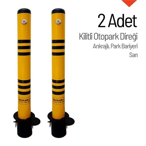 Kilitli Otopark Direği Çıkan Ankrajlı, Park Bariyeri 2li Set
