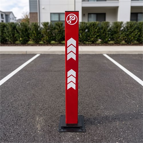 Kırmızı Kilitli Otopark Direği 75 cm, Çıkan Tip Kızaklı Park Bariyeri