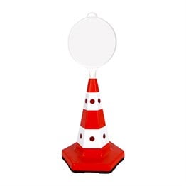 Klasik Kedi Gözlü Ağırlıklı Boş Levhalı Trafik Koni Seti Trafik Dubası (Yuvarlak)