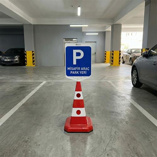 Misafir Araç Park Yeri Logo Ultra Kedi Gözlü Trafik Koni Seti