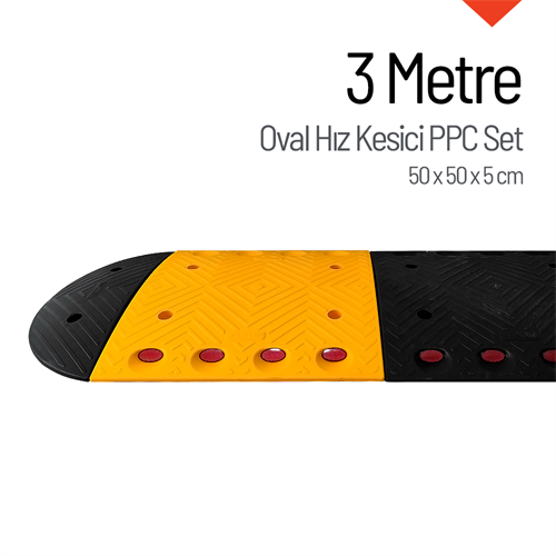 Oval Hız Kesici PPC, Kapaklı Yol Kasisi Set - 3 Metre