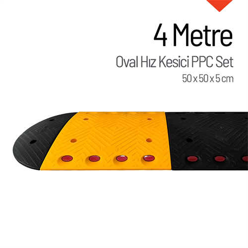 Oval Hız Kesici PPC, Kapaklı Yol Kasisi Set - 4 Metre