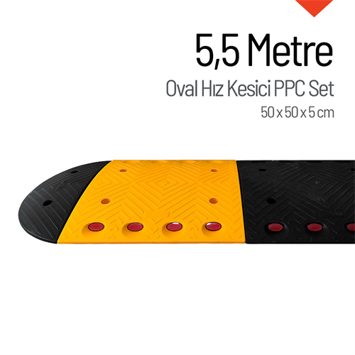 Oval Hız Kesici PPC, Kapaklı Yol Kasisi Set - 5,5 Metre