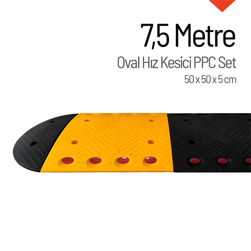 Oval Hız Kesici PPC, Kapaklı Yol Kasisi Set - 7,5 Metre