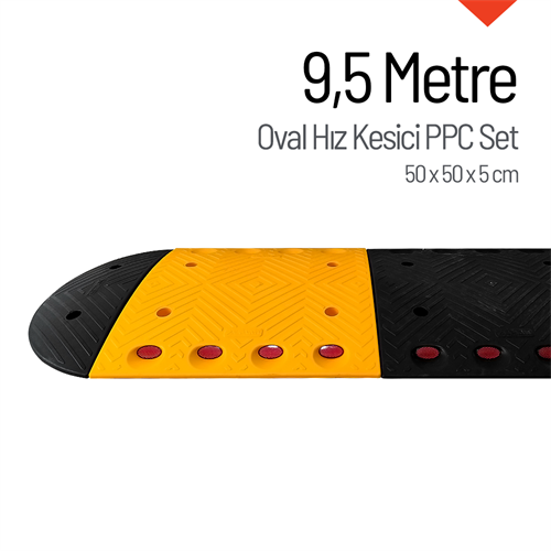 Oval Hız Kesici PPC, Kapaklı Yol Kasisi Set - 9,5 Metre