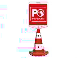 Petrol Ofisi Logo Çift Taraf Baskı Trafik Koni Seti Trafik Dubası