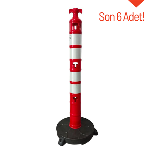 Plastik Ağırlıklı Kırmızı Uyarı Dikmesi, 4 Reflektifli - 120 x 11 cm