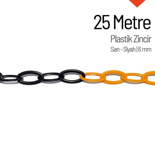Plastik Zincir 6mm Sarı-Siyah 25 m