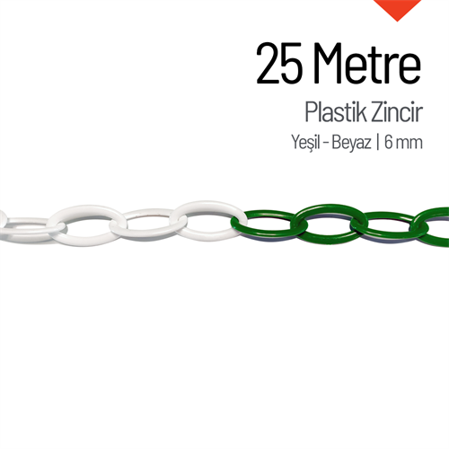 Plastik Zincir 6mm Yeşil-Beyaz 25 m