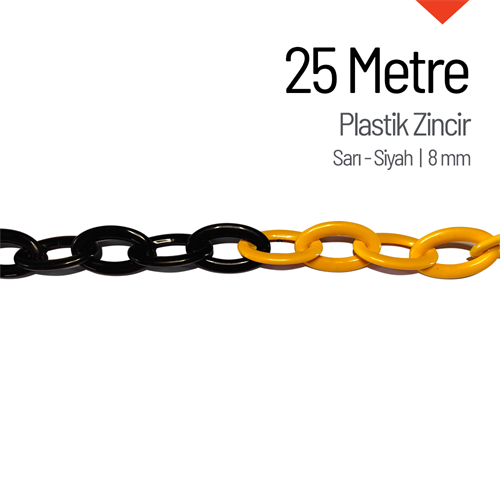 Plastik Zincir 8mm Sarı-Siyah 25 m