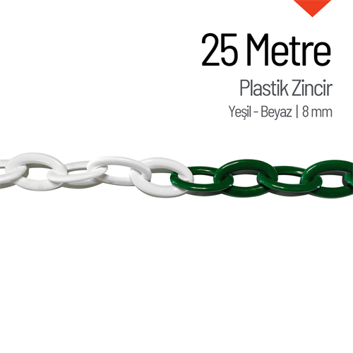 Plastik Zincir 8mm Yeşil-Beyaz 25 m