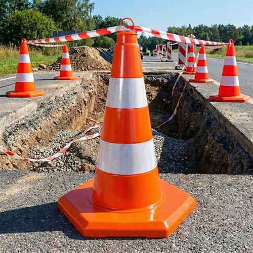 PVC Trafik Konisi 50 cm Reflektifli 6 Kenar - Ağırlıksız Trafik Dubası