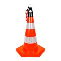 PVC Trafik Konisi 50 cm Reflektifli 6 Kenar - Ağırlıksız Trafik Dubası
