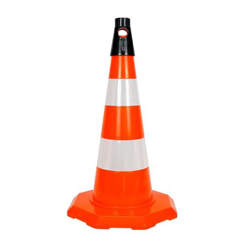 10 Adet PVC Trafik Konisi 52 cm Çift Reflektifli - Ağırlıksız Trafik Dubası Seti
