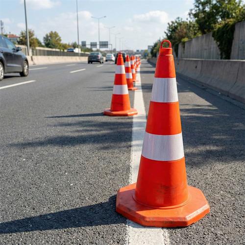 PVC Trafik Konisi 60 cm Çift Reflektifli - Ağırlıksız Trafik Dubası