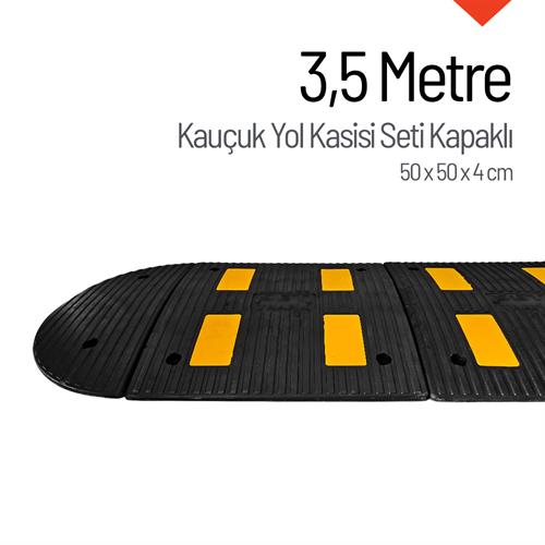 Reflektifli Kauçuk Hız Kesici 4 Bantlı - 3,5 Metre Set