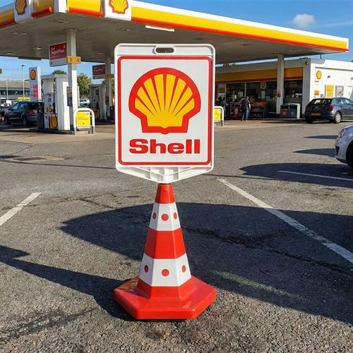 Shell Logo Çift Taraf Baskı Trafik Koni Seti Trafik Dubası