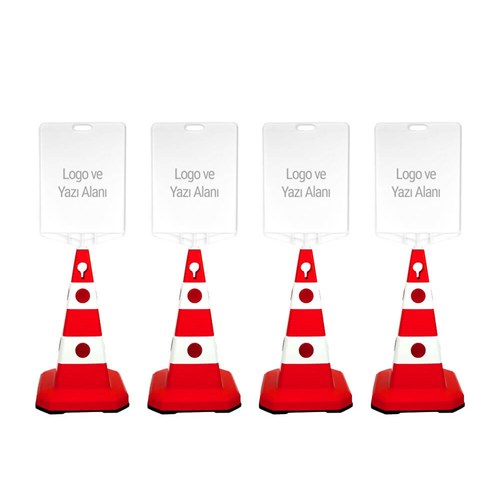 Şirkete Özel Logo Çift Taraf Baskı Ultra Kedi Gözlü Ağırlıklı Trafik Koni 4 Adet Trafik Dubası