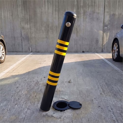 Siyah Kilitli Otopark Direği 70 cm, Çıkan Tip Ankrajlı Park Bariyeri