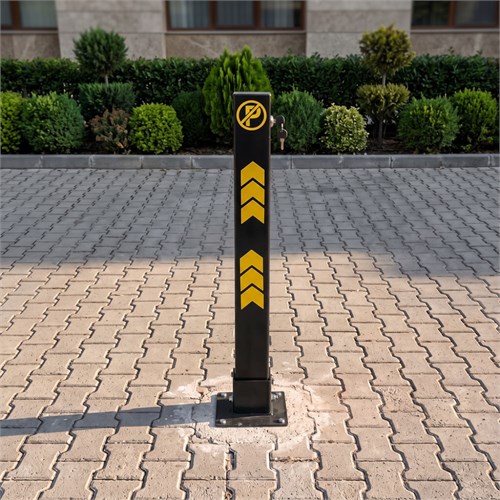 Siyah Kilitli Otopark Direği 75 cm, Yatar Tip Park Bariyeri