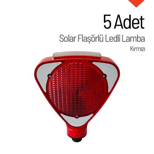 Solar Flaşörlü Ledli Lamba Kırmızı 5`li Set