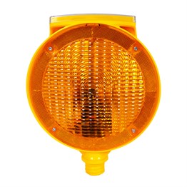 Cat Eyed Weighted Classic Traffic Cone with Solar Yellow Round Flasher