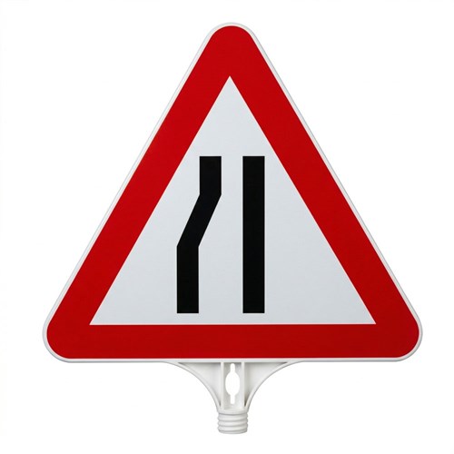 Soldan Daralan Yol Üçgen Levha Çift Taraf Baskı