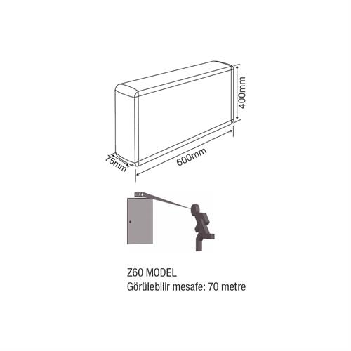 Tekyüz Acil Çıkış Yönlendirme Armatürü Z Seri 75 x 600 x 400mm