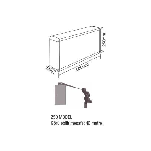 Tekyüz Acil Çıkış Yönlendirme Armatürü Z Seri 75 x 500 x 250mm