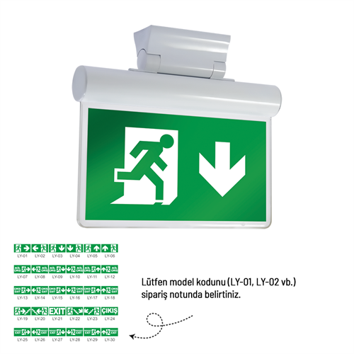 Çiftyüz Acil Çıkış Yönlendirme Armatürü SF Seri 40 x 200 x 150 mm