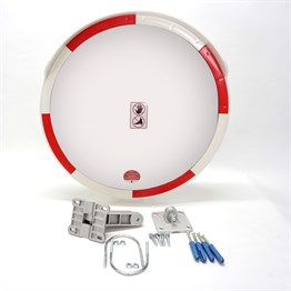 Traffic Safety Mirror 60 cm Red-White and 2 m Galvanised Pole with Flange
