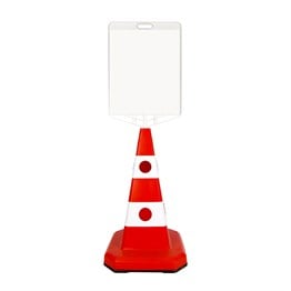 Ultra Cat-Eye Weighted Traffic Cone Set with Blank Sign Plate (Rectangular)
