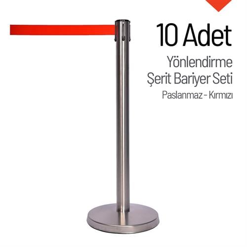 Yönlendirme Şerit Bariyer 10 Adet İndirimli Set - Paslanmaz