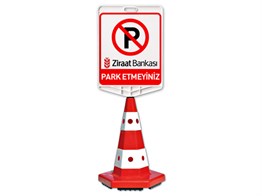 Ziraat Bankası Park Etmeyiniz Logo Çift Taraf Baskı Kedi Gözlü Ağırlıklı Koni Seti Trafik Dubası
