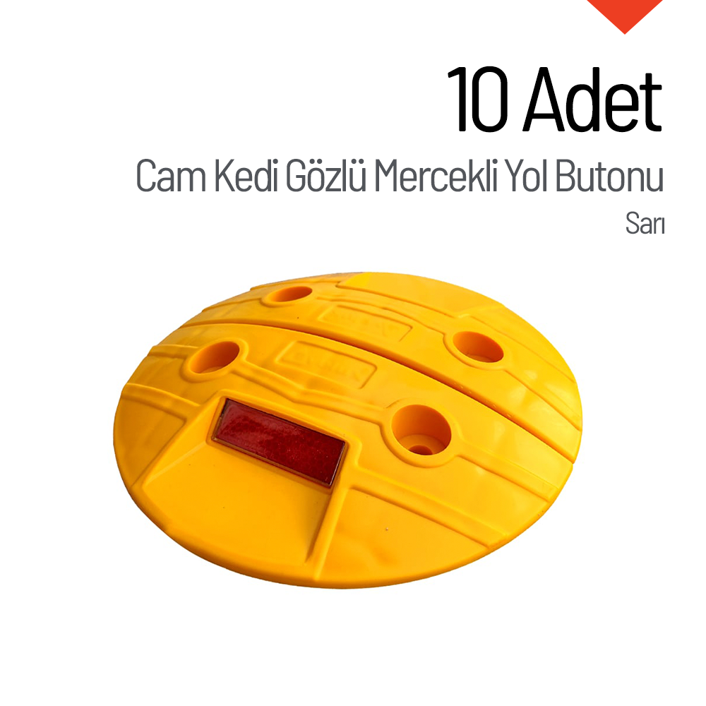 10'lu Cam Kedi Gözlü Mercekli Yol Butonu SetiPlastik Yol Butonu
