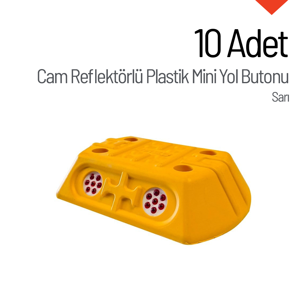 10'lu Cam Reflektörlü Plastik Mini Yol ButonuPlastik Yol Butonu