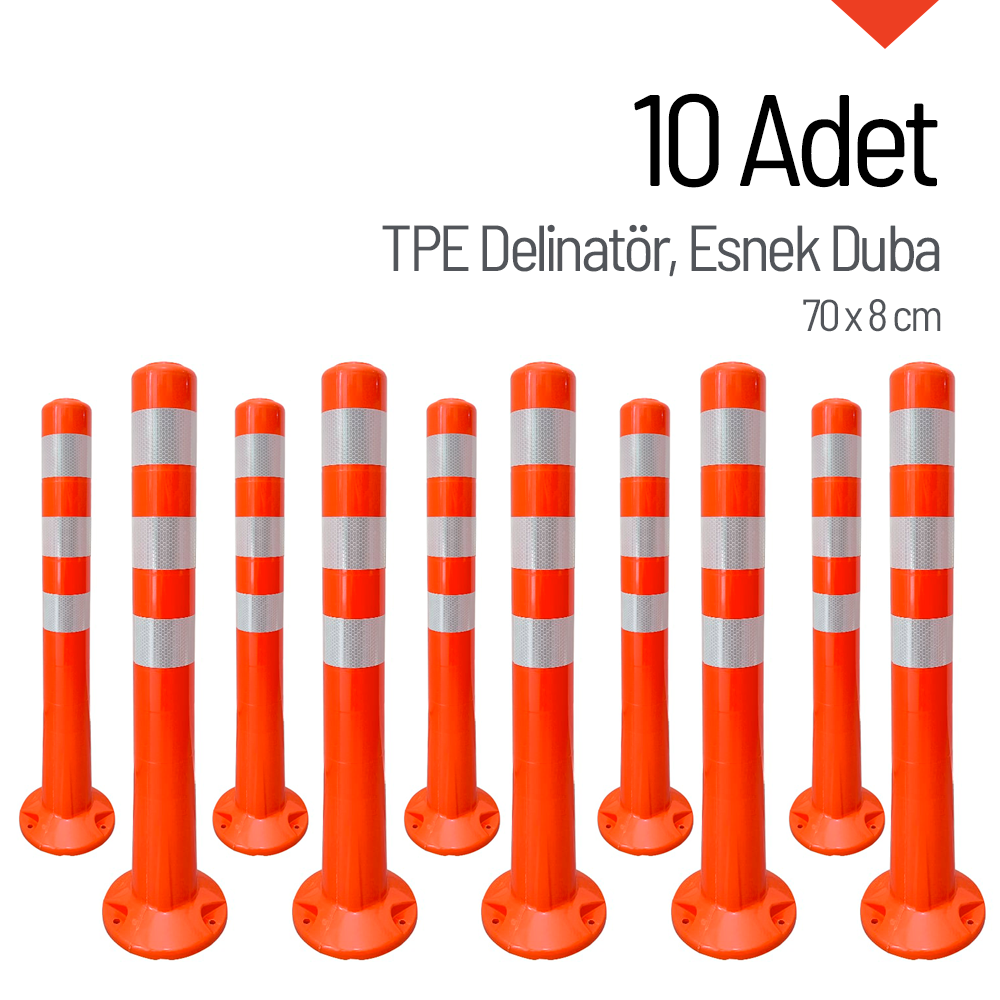 10'lu Delinatör Seti 70x8 cm TPE, Esnek DubaDelinatörler