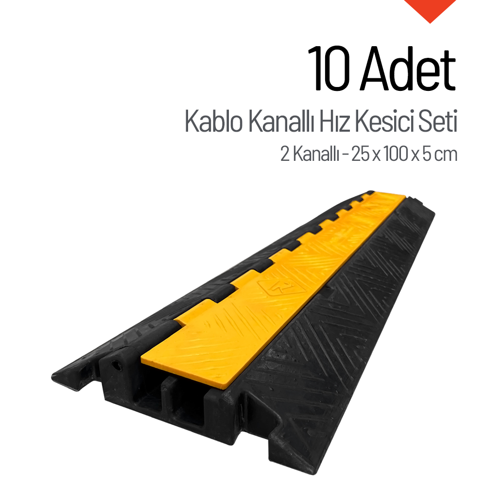 10'lu Kablo Kanallı Hız Kesici 2 Kanallı, Yol Kasisi 25 x 100 x 5 cmKablo Kanallı Hız Kesici