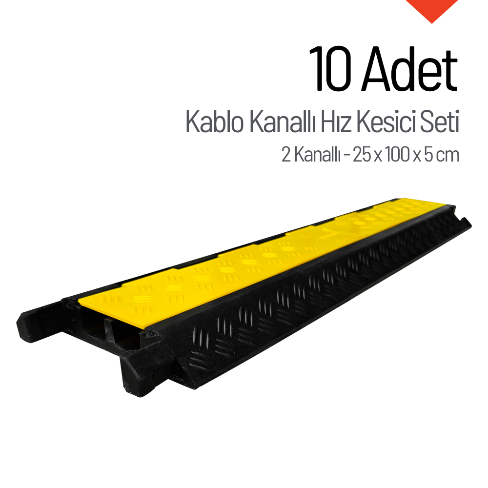 10'lu Kablo Kanallı Hız Kesici 2 Kanallı, Yol Kasisi 25 x 100 x 5 cmKablo Kanallı Hız Kesici