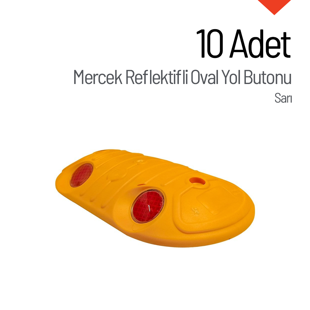 10'lu Mercek Reflektifli Oval Yol Butonu SetiPlastik Yol Butonu