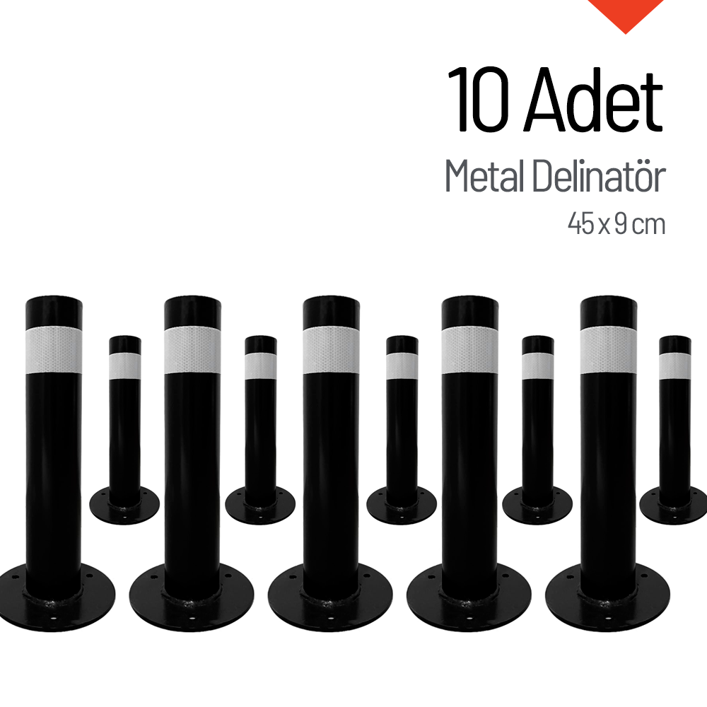 10'lu Metal Delinatör, Metal Duba Seti 45 x 9 cm