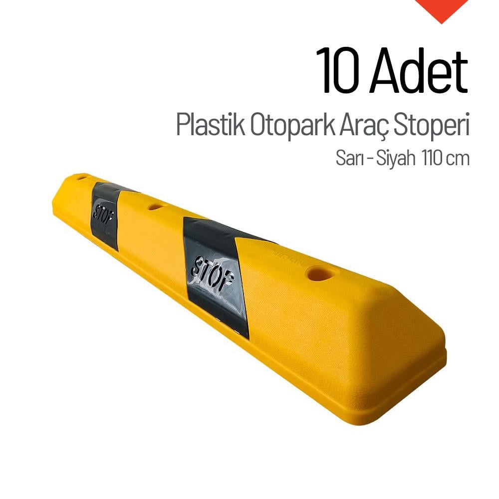 10'lu Plastik Oto Park Araç Stoperi 110 cm Sarı-SiyahOtopark Araç Stoperi