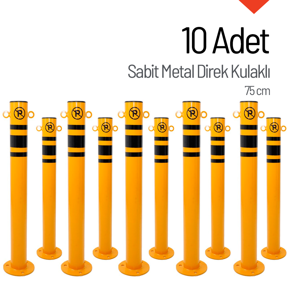 10'lu Sabit Metal Direk Seti Kulaklı, Metal Duba 75 cmMetal Delinatör