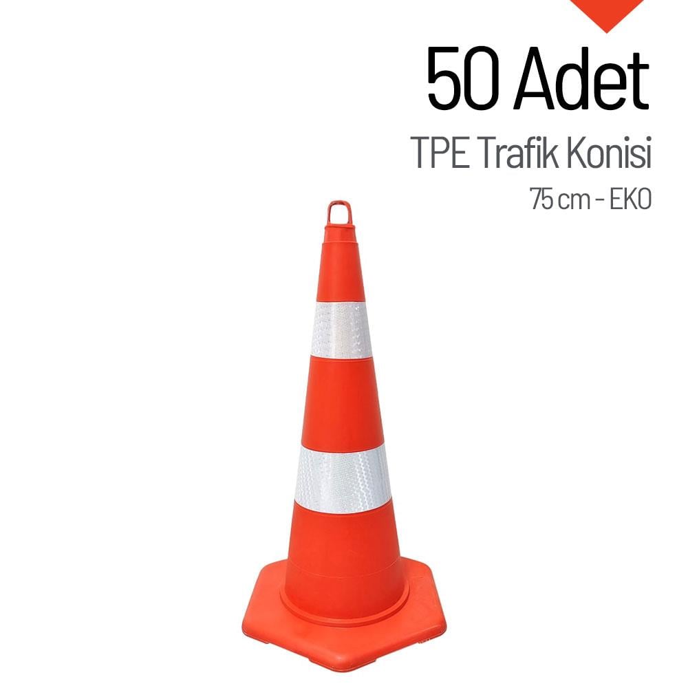 50'li PVC Trafik Konisi Seti 75 cm EKO Trafik DubasıPVC Traffic Cones 75 cm